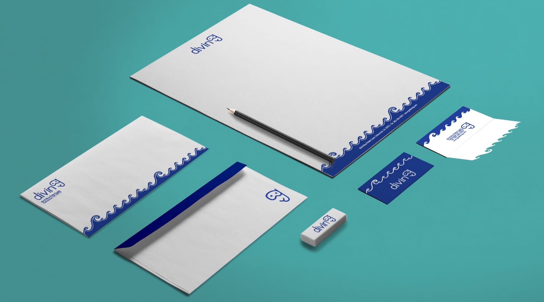 diving stationery mockup